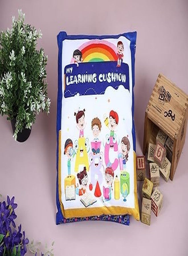 ATOOZED Velvet Learning Cushion Pillow Book Kids with English/Alphabet, Numbers/Animal Names/Kids Learning Toys (Multicolor) - Image 1